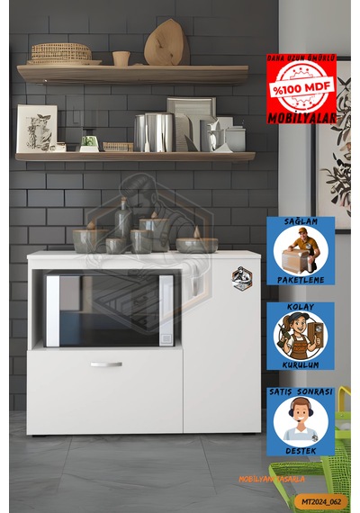 Tamamı Mdf Mikrodalga/mini Fırın Modülü 2 Kapaklı Çok Amaçlı Mutf Beyaz