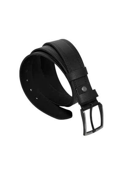 Süzer Deri Siyah Hakiki Deri Desenli Çift Dikişli Model 4 Cm. Genişlikli Spor Kemer - 400-28 Siyah