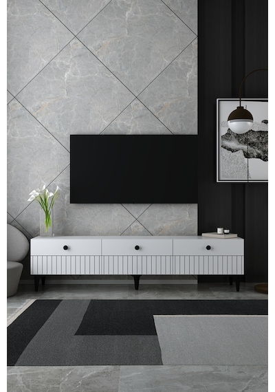 180dhdts7b İlay Lazer Desen Kapak Tv Sehpası Beyaz