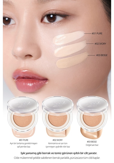 Doğal Işıltı Sağlayan Vegan Cushion Perıpera Mood Vegan Glow Cushion +refill Spf50+ Pa++++ 3 Beige 3