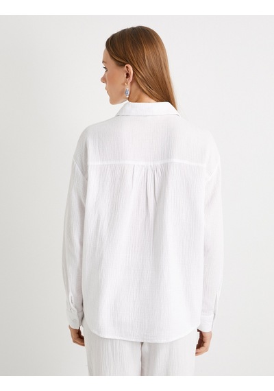 Koton Müslin Oversize Gömlek Uzun Kollu Cep Detaylı Düğmeli Beyaz 4sak60114pw Beyaz Koton Müslin Oversize Gömlek Uzun Kollu Cep Detaylı Düğmeli Beyaz 4sak60114pw Beyaz