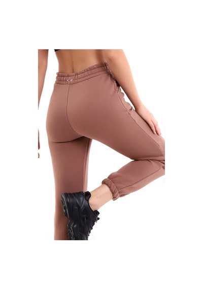 Winmoda34 Jogger Bol Kesim Kalın 3 Iplik Şardonlu Eşofman Altı Kadın Sütlü-kahve