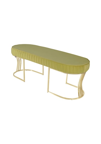 Viego Gold Striped- Hardal Kapitoneli Chester Model Puf & Bench & Koltuk & Uzun Makyaj Puff & Yatak Ucu &önü