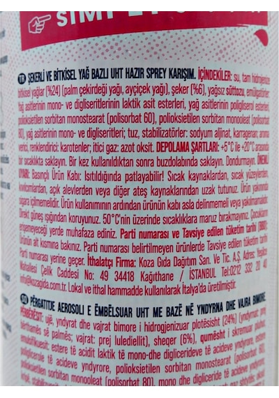Hulala Şekerli Yağlı Sprey Krem Şanti̇ 12 x 250 G
