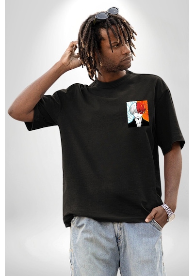 My Hero Academia Boku Anime Siyah Oversize Unisex Ön Sol Yan Minimal Baskılı Tişört Koyu Siyah My Hero Academia Boku Anime Siyah Oversize Unisex Ön Sol Yan Minimal Baskılı Tişört Koyu Siyah
