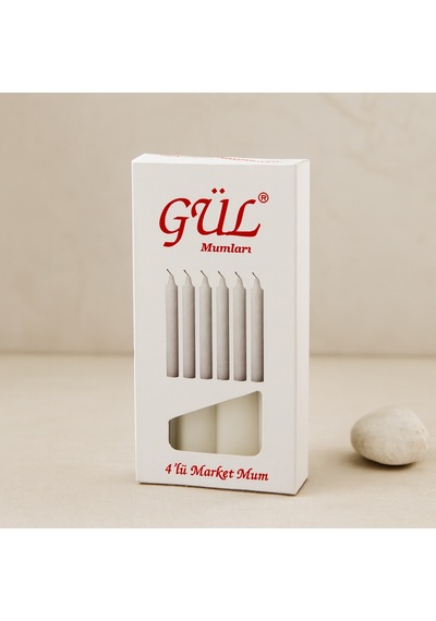 İnce Gül Mum 12 Cm 4'lü Beyaz Çr