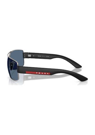 Prada Ps B52s 5av06a 65 Linea Rossa Erkek Gun Metal Dikdörtgen Metal Güneş Gözlüğü Metalik