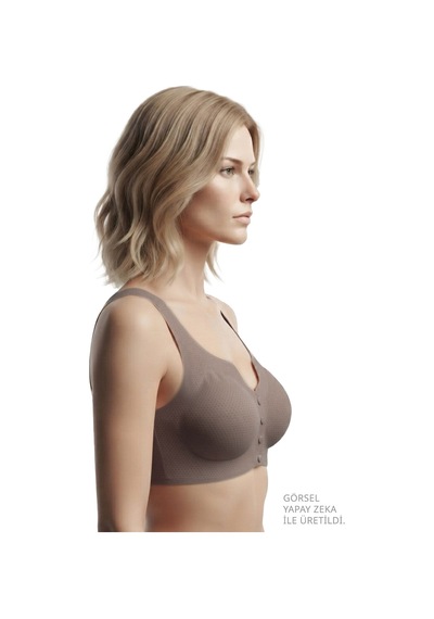 Cottonill Seamless Bra - Virela Lazer Kesim Önden Düğmeli Büyük Beden Kadın Sütyen 3'lü Paket-2 Çok Renkli