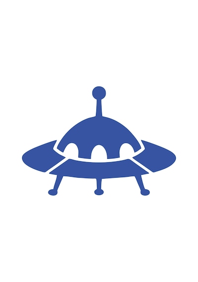 Ufo Araba Sticker 17x17 Cm Mavi