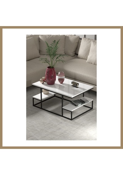 Kahveci.store Deluxe Raflı Orta Sehpa Beyaz 22