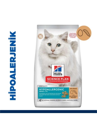 Hill's Sp Scıence Plan Hipoalerjenik Yumurta Ve Böcek Proteinli Tahılsız Yetişkin Kedi Maması 1,5kg
