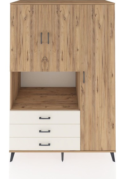 Kronos Dolap 7 Raflı 3 Çekmeceli 3 Kapaklı 132x59x195 Çam-çam... Çam