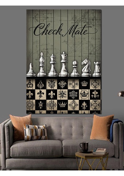 Ahşap Tablo Satranç Mat Yazılı Poster