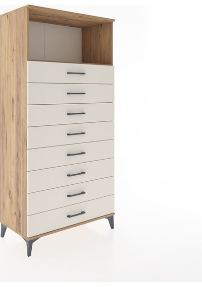 Hyperion Dolap Tek Raflı 8 Çekmeceli 88x44x182 Çam-aytaşı Atlas Çam