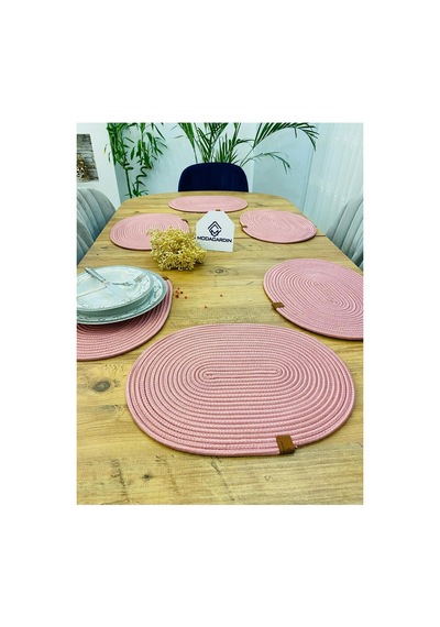 Jüt Hasır Amerikan Servis Oval Supla 6 Lı Pembe Pembe
