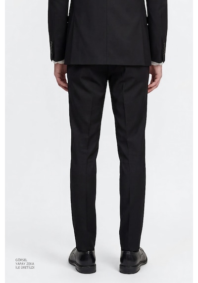 AC&Co / Altınyıldız Classics Erkek Siyah Slim Fit Dar Kesim Mono Yaka Takım Elbise 4A3023100061SYH566N Siyah