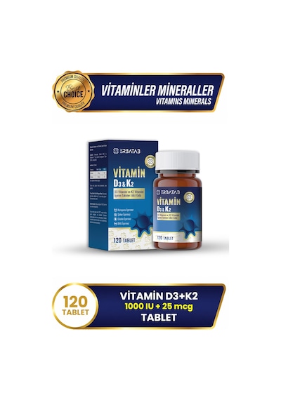Erbatab D3 Vitamini Ve K2 Vitamini İçeren Takviye Edici Gıda 120 Tablet