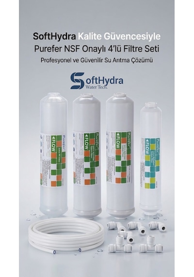 Purefer Nsf Onaylı 10" 4'lü Su Arıtma Filtre Seti: Sediment, Gac, Cto Karbon Ve Post Karbon Filtre