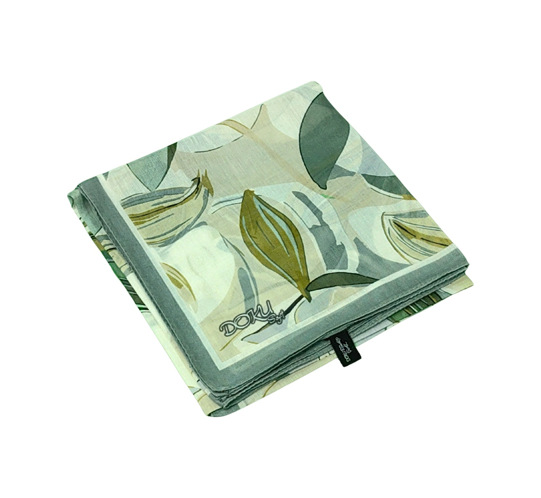 Mim Eşarp Ebruli Soft Pamuklu Çiçek Desenli Eşarp - 95x95 Cm Çağla Yeşili