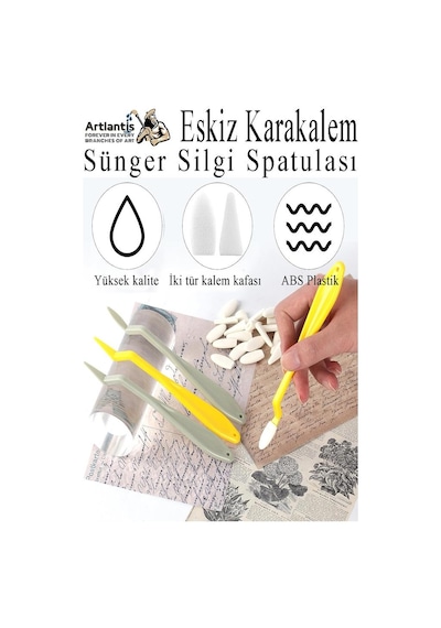 Sünger Silgi Satula 12 Parça 1 Paket Karakalem Eskiz Karıştırıcı Dağıtıcı Sünger Silici Sileceği Spatulası