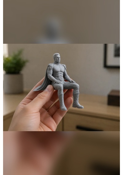 Zeroxo Kenara Oturan Süper Kahraman Figürü Pelerinli Biblo 9x8 Cm