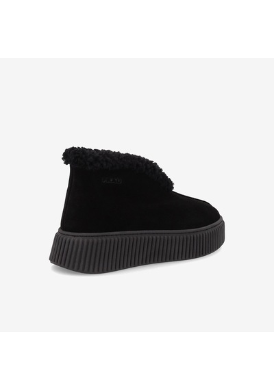 Nero Black Bot Kadın 40g8 Frau Waxyfur Desert Boot Wıth Fur On Platform siyah