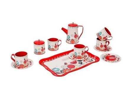 Çiçek Desenli Metal Çay Seti 12 Parça Çocuklar İçin Renkli Oyun Çay Servis Takımı - Kırmızı Çay Seti Oyuncak Çiçek Desenli Metal Çay Seti 12 Parça Çocuklar İçin Renkli Oyun Çay Servis Takımı - Kırmızı Çay Seti Oyuncak