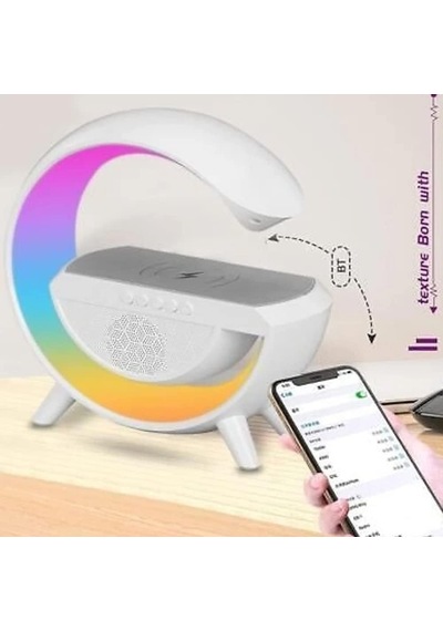 G Akıllı Işık Bluetooth Hoparlör Gökkuşağı 5w Hızlı Kablosuz Şarj Cihazı Rgb Işıklı Masa Lambası Hoparlör Telefon Görüşmesi Yapılabilir Bluetooth Bs-23