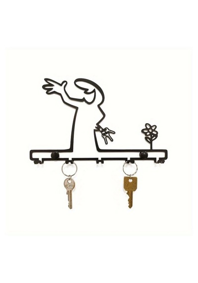 Myc Metal Anahtarlık Askılığı - Minimalist Kuş Figürlü Duvar Dekoru Siyah 32x16