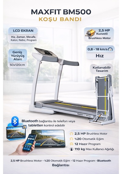 Maxfıt Bm500 Otomatik Eğimli Koşu Bandı