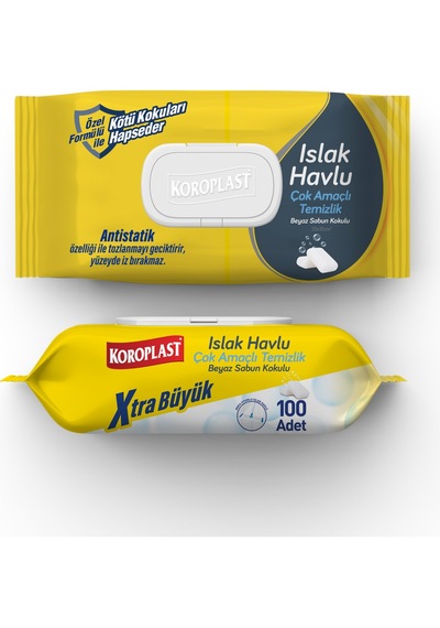 Koroplast Mop Uyumlu Islak Temizlik Havlusu Beyaz Sabun 100'lü