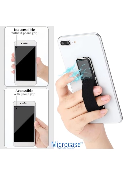 Microcase Üniversal Telefon Arkası El Parmak Tutucu Metal Mıknatıslı Standlı Cep Telefonu Tutacak - Al4938 Siyah