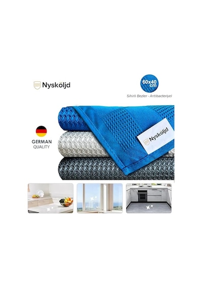Temizlik Bezi Mikrofiber Cam Bezi İz Bırakmayan Sihirli Bezler 3 Adet 40x60 Cm Açık Bej