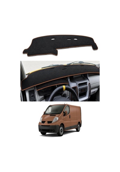 Renault - Trafic 1 2001-2014 Uyumlu Torpido Koruma Kılıfı - Kahverengi Şeritli
