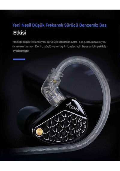 Kz Am16 16 Sürücü Profesyonel Hi-fi Iem Kulak İçi Kulaklık Bass Versiyon Am16