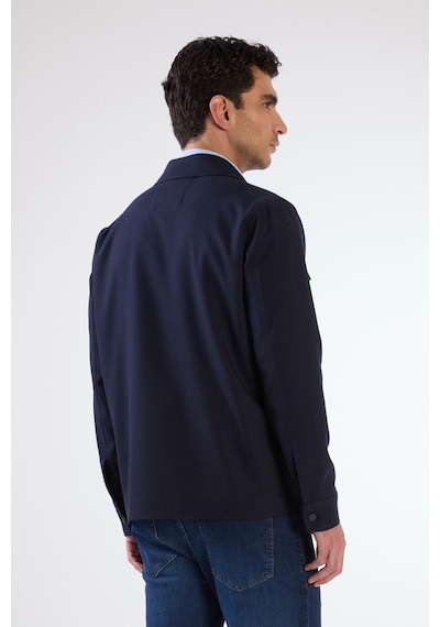 Dufy Lacivert Çıtçıt Kapamalı Cepli Overshirt Gömlek Lacivert