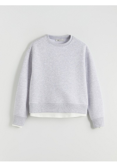 Lcw Vision Gri Bisiklet Yaka Kadın Kalın Sweatshirt