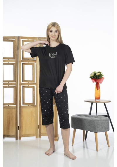 Estiva 24063 Kadın Kısa Kollu Kapri Pijama Takım 001