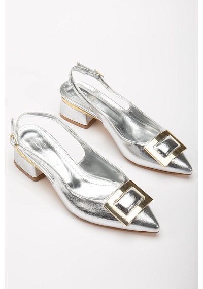 Suins Shoes Suins Milina Model Kadın Orta Topuklu Ayakkabı Gümüş
