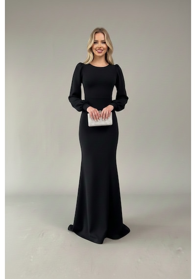 Defymoda Kadın Seçkin Tarz Balık Elbise Siyah