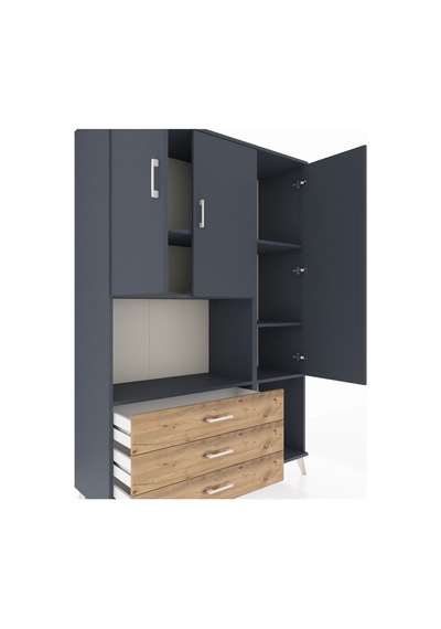 Hyperion Dolap 6 Raflı 3 Çekmeceli 3 Kapaklı 132x44x195 Antrasit-antrasit/çam Antrasıt/atlas Çam Hyperion Dolap 6 Raflı 3 Çekmeceli 3 Kapaklı 132x44x195 Antrasit-antrasit/çam Antrasıt/atlas Çam
