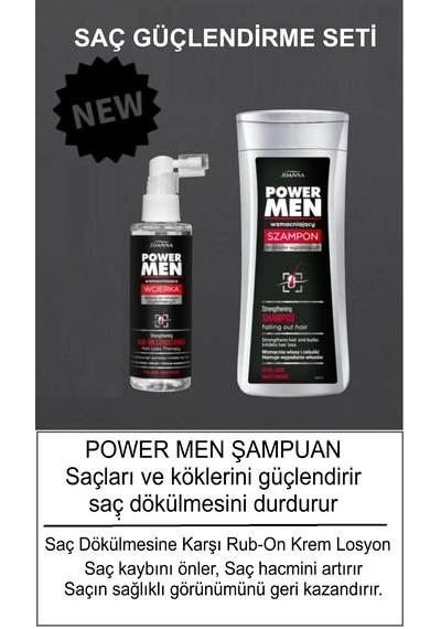 Saç Dökülmesine Karşı Önleyici Şampuan - 200ml + Power Men Rub-on Saç Dökülmesine Karşı Güçlendirici Krem Losyon 100 Ml 2'si Birlikte Set Dökülen