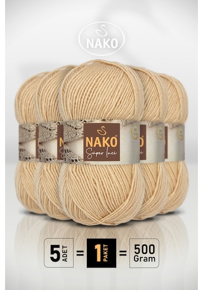 Süper İnci - 219 Deve Tüyü - 5'li Paket - 100gr/260m - El Örgü İpi - Atkı Yelek Kazak İpi