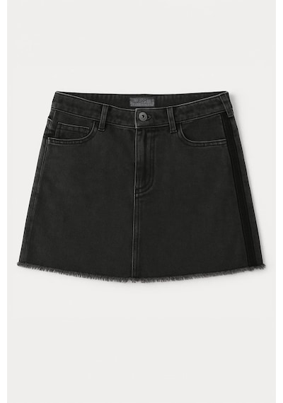 Blue White Yüksek Bel Püsküllü Mini Jean Etek Buz Mavisi