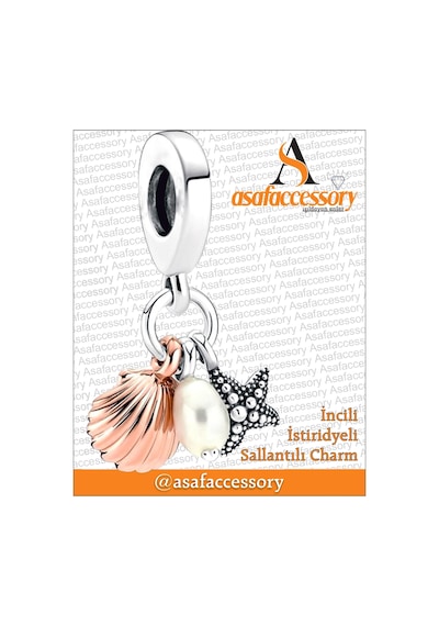 İncili İstiridyeli Sallantılı Charm Gümüş