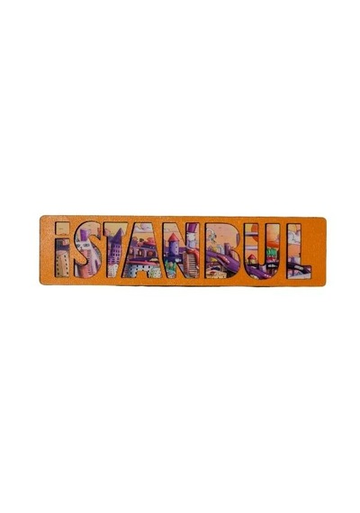 İstanbul Temalı Ahşap Magnet Turuncu