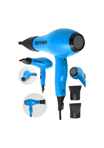 Alman 3600 Watt Profesyonel Saç Kurutma Makinesi Fön Makinesi Ac Motor Ms-9001 Mavi + 2 Adet Başlık