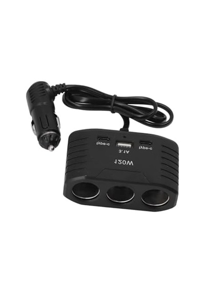 120w Çakmak Soketi, 2 Usb Ve 1 Type-c Çoğaltıcı Araç Şarj Cihazı