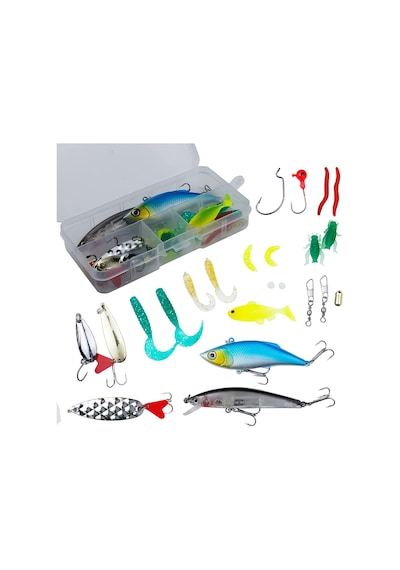 Valkyrie 24 Parça Sahte Olta Yem Ve Aksesuar Seti Silikon Rapala Jig Kaşık