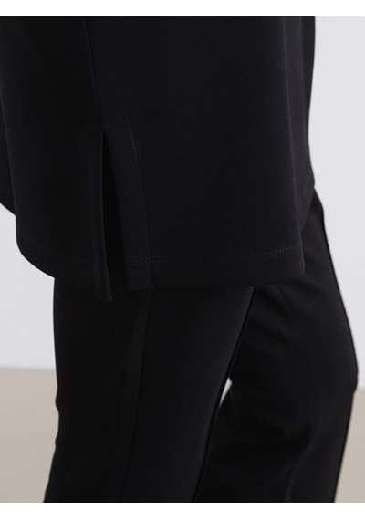 Lcw Modest Siyah Dik Yaka Soft Touch Kadın Sweatshirt Tunik